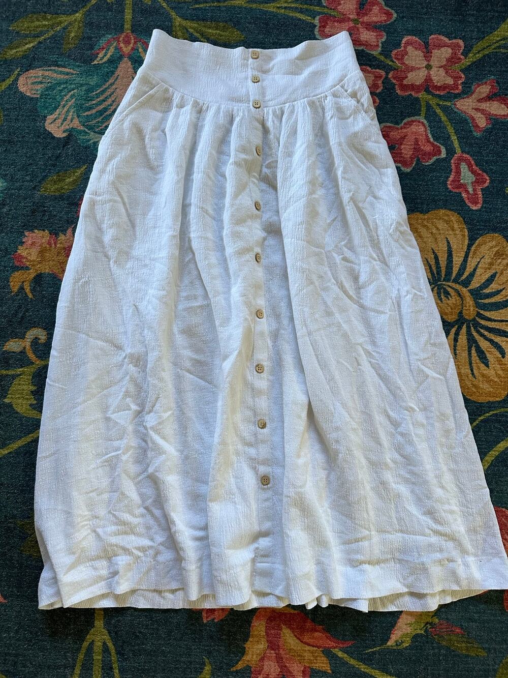NWT Mahina Linen Button Down White Maxi Skirt Size Medium